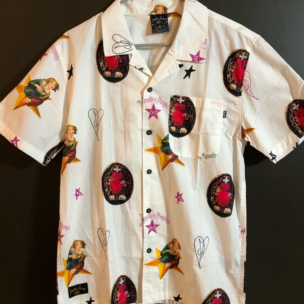 Smashing Pumpkins Huf  Button up shirt Mens Large Button Up Mellon Infinite AOP